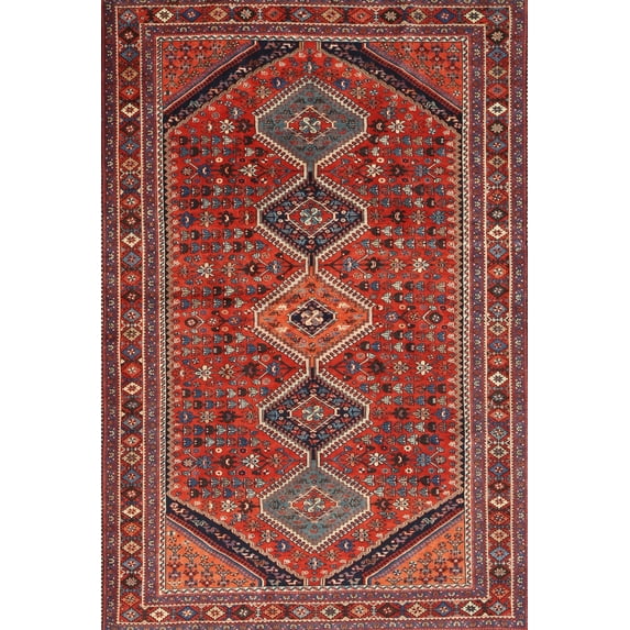 Ahgly Company Indoor Rectangle Traditional Dark Gold Brown Area Rugs, 6' x 9'