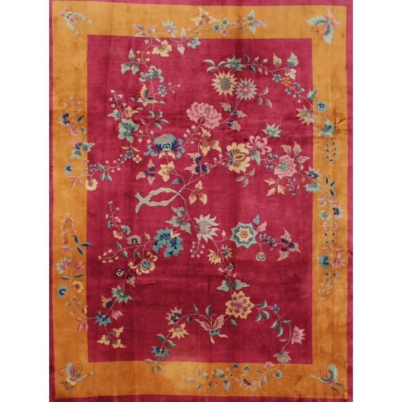 Ahgly Company Indoor Rectangle Traditional Ferrari Red Area Rugs, 6' x 9'