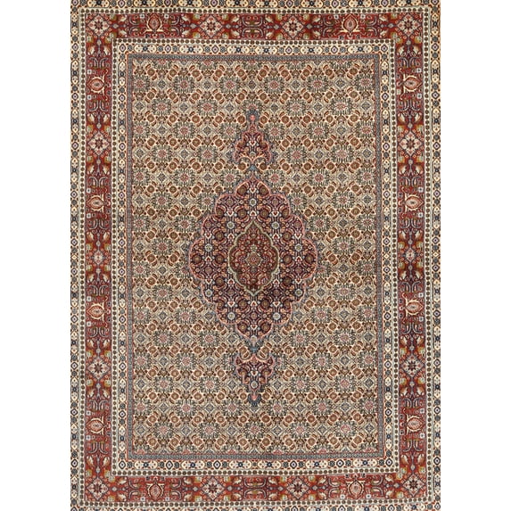 Ahgly Company Indoor Rectangle Traditional Light French Beige Brown Area Rugs, 5' x 8'