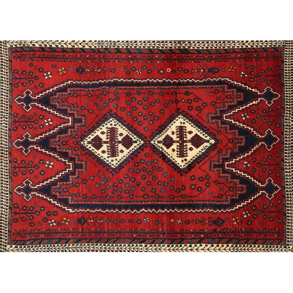 Ahgly Company Indoor Rectangle Traditional Red Persian Area Rugs, 7' x 9'