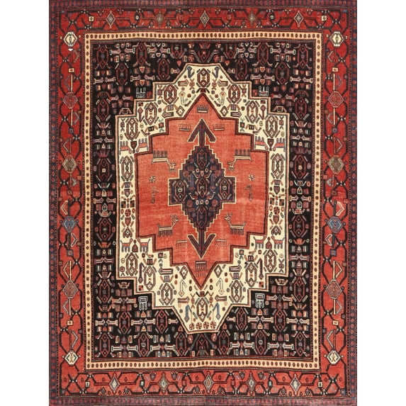 Ahgly Company Indoor Rectangle Traditional Rust Pink Area Rugs, 5' x 7'