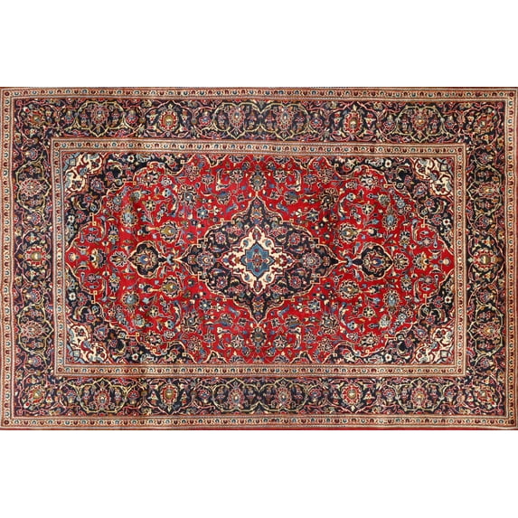 Ahgly Company Indoor Rectangle Traditional Saffron Red Area Rugs, 6' x 9'