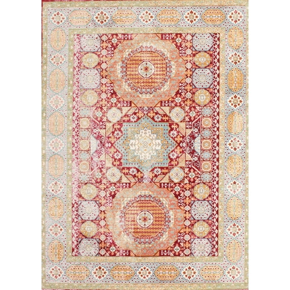 Ahgly Company Indoor Rectangle Traditional Sunrise Orange Persian Area Rugs, 8' x 10'