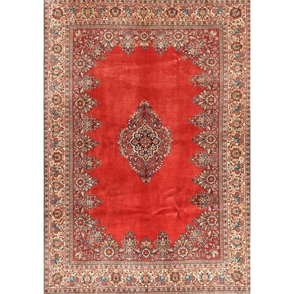 Ahgly Company Indoor Rectangle Traditional Tangerine Pink Area Rugs, 5' x 7'