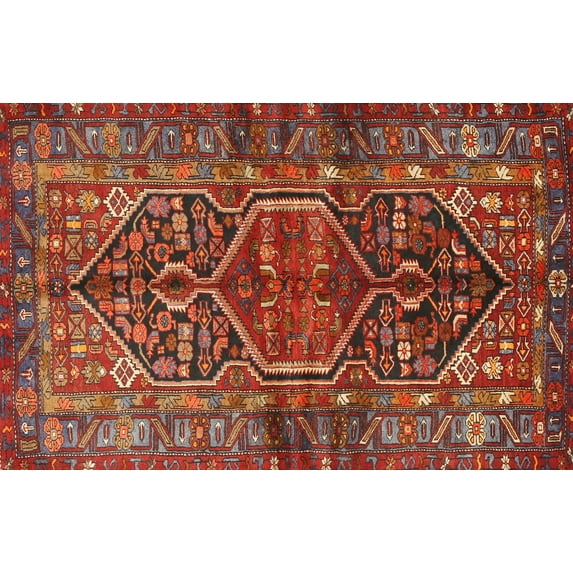 Ahgly Company Indoor Rectangle Traditional Tomato Sauce Red Area Rugs, 6' x 9'