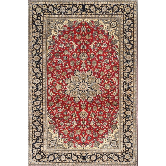 Ahgly Company Indoor Rectangle Traditional Vermilion Red Area Rugs, 6' x 9'