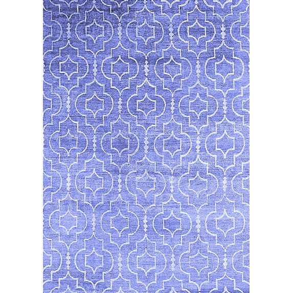 Ahgly Company Indoor Rectangle Trellis Blue Modern Area Rugs, 5' x 7'