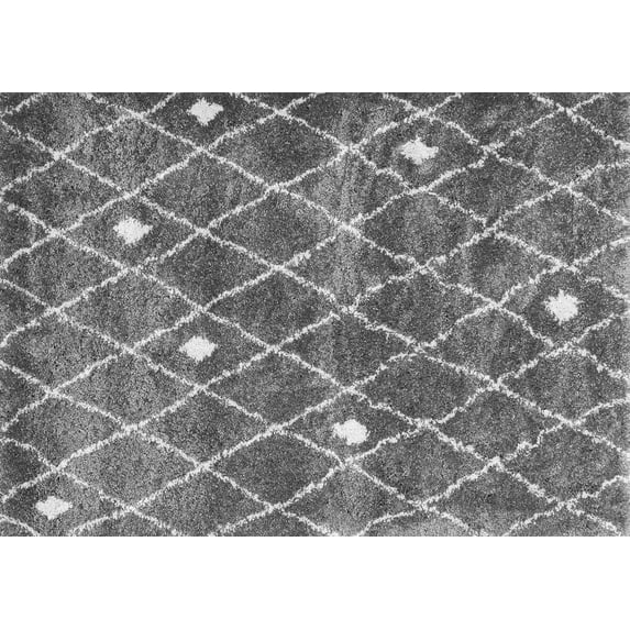 Ahgly Company Indoor Rectangle Trellis Gray Modern Area Rugs, 7' x 9'