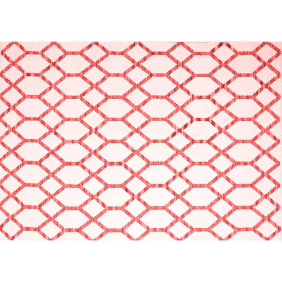 Ahgly Company Indoor Rectangle Trellis Red Contemporary Area Rugs, 2' x 3'