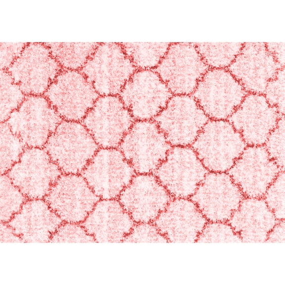 Ahgly Company Indoor Rectangle Trellis Red Contemporary Area Rugs, 5' x 7'