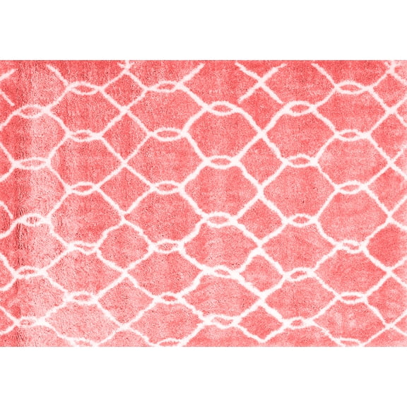 Ahgly Company Indoor Rectangle Trellis Red Modern Area Rugs, 2' x 5'
