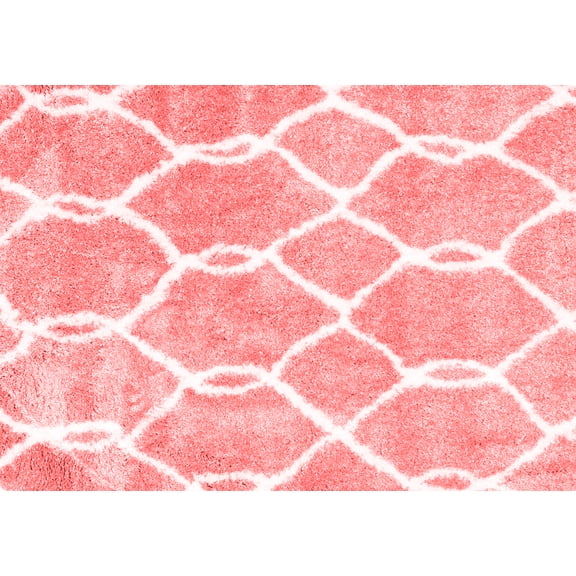 Ahgly Company Indoor Rectangle Trellis Red Modern Area Rugs, 2' x 5'
