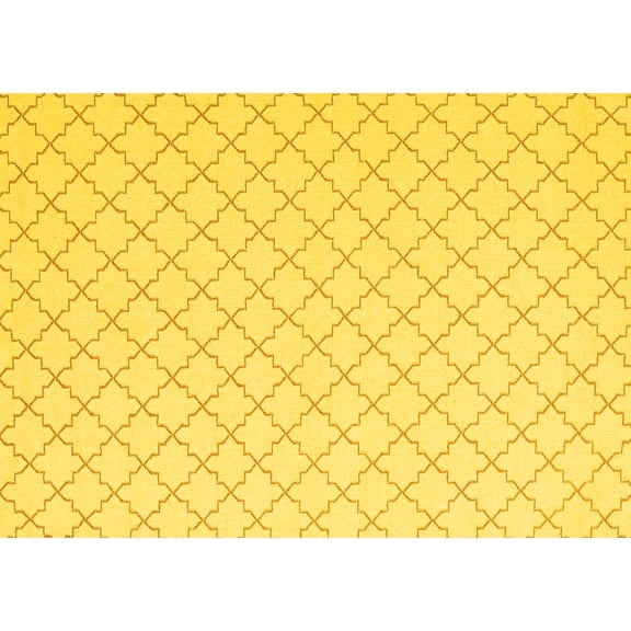 Ahgly Company Indoor Rectangle Trellis Yellow Contemporary Area Rugs, 3' x 5'