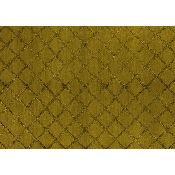 Ahgly Company Indoor Rectangle Trellis Yellow Modern Area Rugs, 5' x 7'