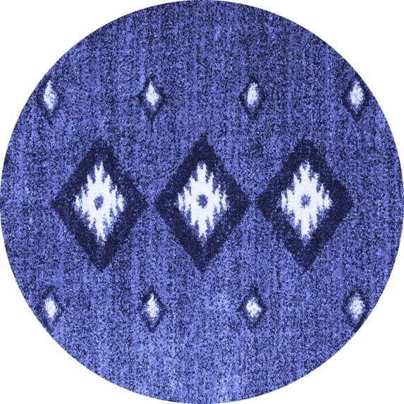 Ahgly Company Indoor Round Abstract Blue Contemporary Area Rugs, 3' Round