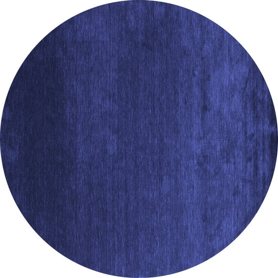 Ahgly Company Indoor Round Abstract Blue Contemporary Area Rugs, 8' Round