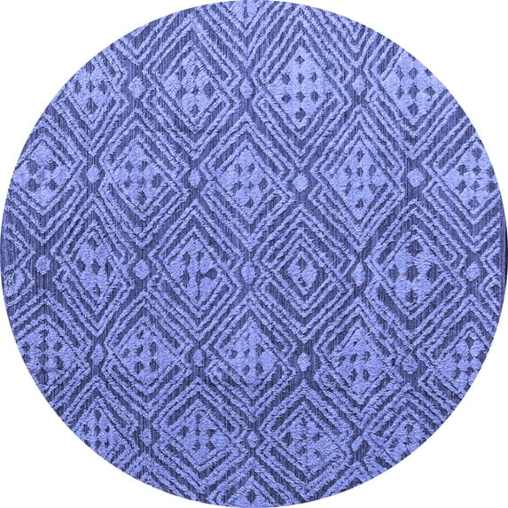 Ahgly Company Indoor Round Abstract Blue Modern Area Rugs, 3' Round