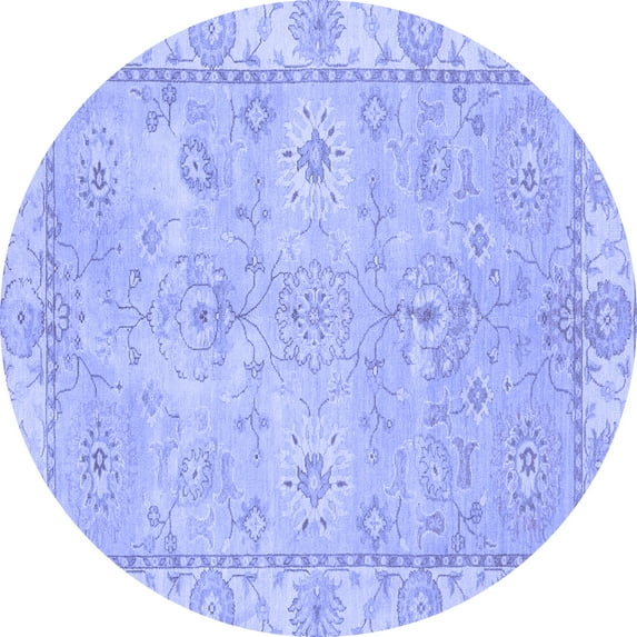 Ahgly Company Indoor Round Abstract Blue Modern Area Rugs, 3' Round