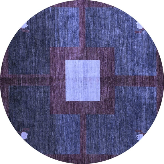 Ahgly Company Indoor Round Abstract Blue Modern Area Rugs, 6' Round