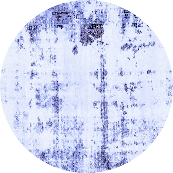 Ahgly Company Indoor Round Abstract Blue Modern Area Rugs, 6' Round