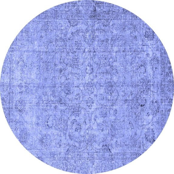 Ahgly Company Indoor Round Abstract Blue Modern Area Rugs, 6' Round
