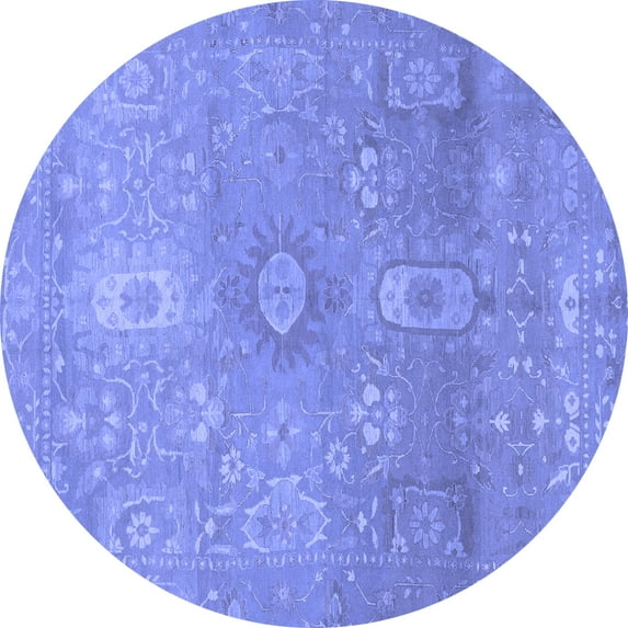 Ahgly Company Indoor Round Abstract Blue Modern Area Rugs, 8' Round