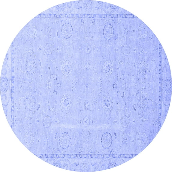 Ahgly Company Indoor Round Abstract Blue Modern Area Rugs, 8' Round