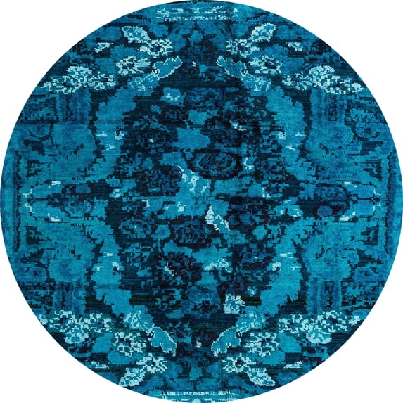 Ahgly Company Indoor Round Abstract Blue Persian Area Rugs, 8' Round