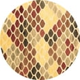 thumbnail image 1 of Ahgly Company Indoor Round Abstract Brown Contemporary Area Rugs, 3' Round, 1 of 4