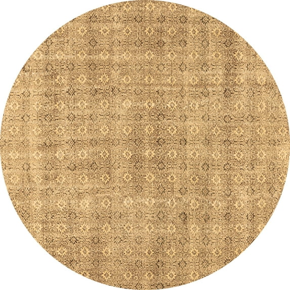 Ahgly Company Indoor Round Abstract Brown Contemporary Area Rugs, 3' Round