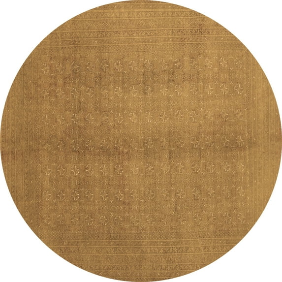 Ahgly Company Indoor Round Abstract Brown Contemporary Area Rugs, 3' Round