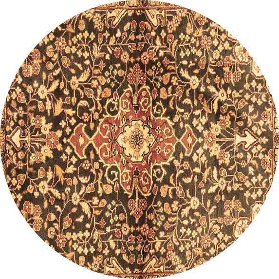 Ahgly Company Indoor Round Abstract Brown Contemporary Area Rugs, 3' Round