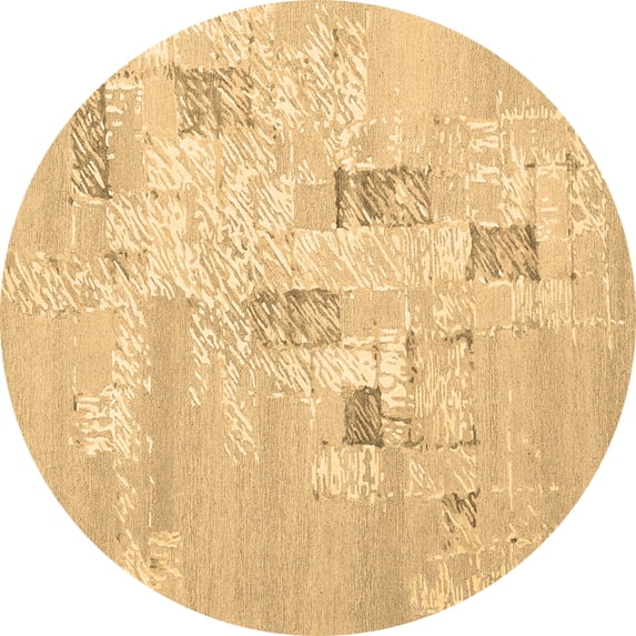 Ahgly Company Indoor Round Abstract Brown Contemporary Area Rugs, 5' Round