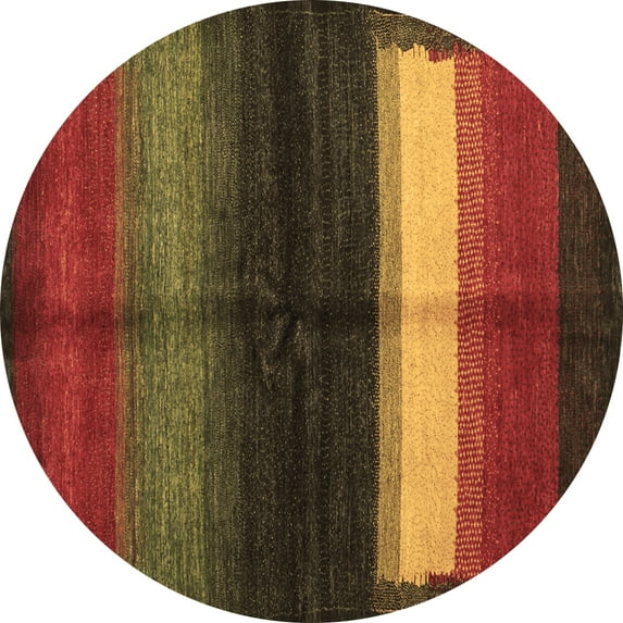 Ahgly Company Indoor Round Abstract Brown Contemporary Area Rugs, 5' Round
