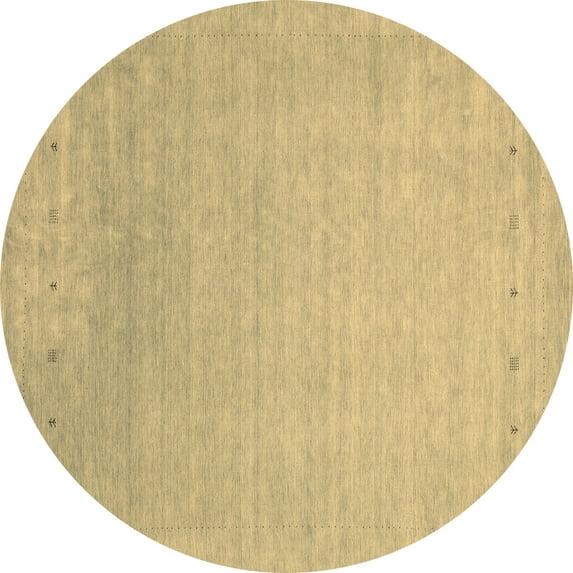 Ahgly Company Indoor Round Abstract Brown Contemporary Area Rugs, 8' Round