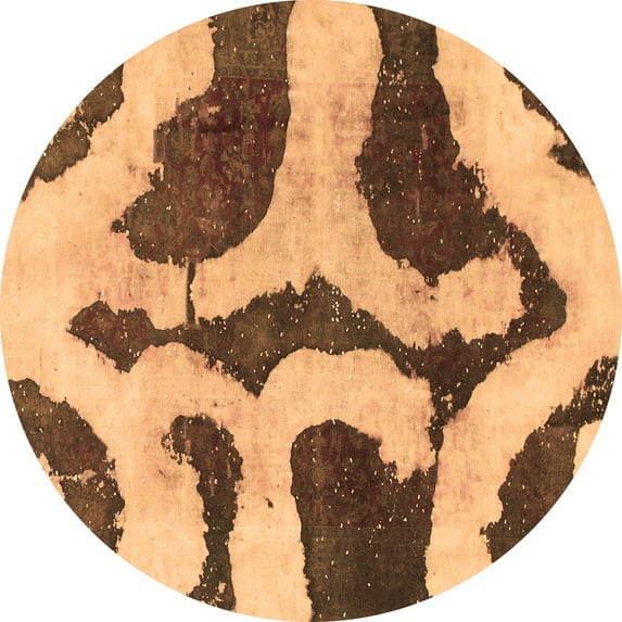 Ahgly Company Indoor Round Abstract Brown Modern Area Rugs, 3' Round