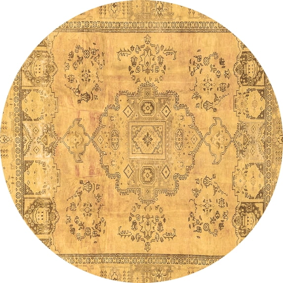 Ahgly Company Indoor Round Abstract Brown Modern Area Rugs, 5' Round