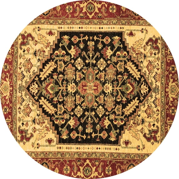 Ahgly Company Indoor Round Abstract Brown Modern Area Rugs, 5' Round