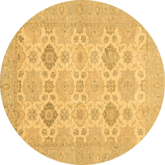 Ahgly Company Indoor Round Abstract Brown Modern Area Rugs, 8' Round