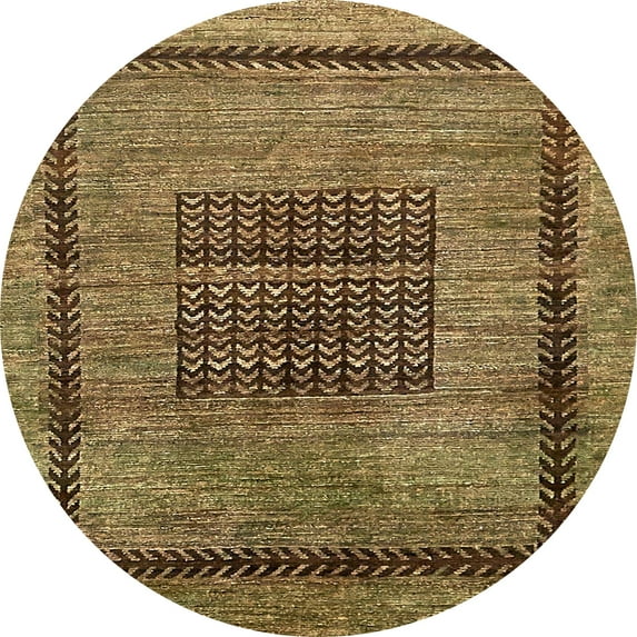 Ahgly Company Indoor Round Abstract Caramel Brown Area Rugs, 4' Round