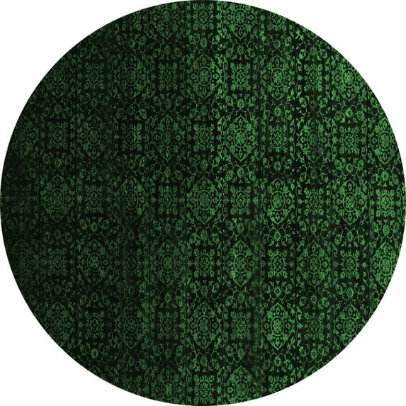 Ahgly Company Indoor Round Abstract Emerald Green Contemporary Area Rugs, 8' Round