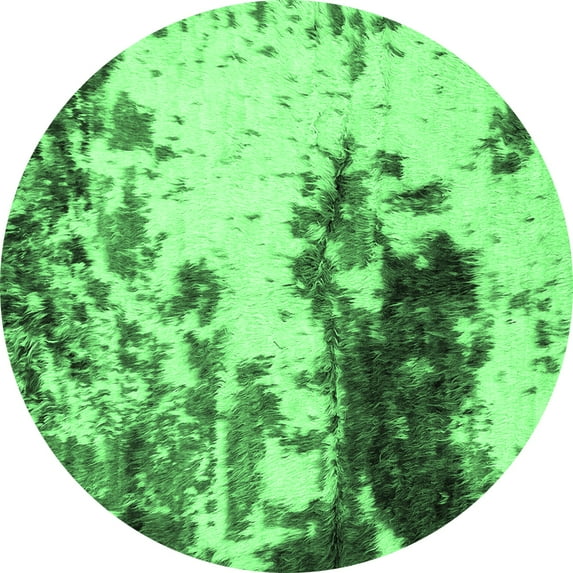 Ahgly Company Indoor Round Abstract Emerald Green Modern Area Rugs, 7' Round