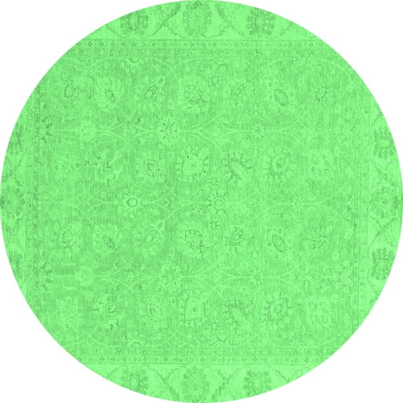 Ahgly Company Indoor Round Abstract Emerald Green Modern Area Rugs, 8' Round