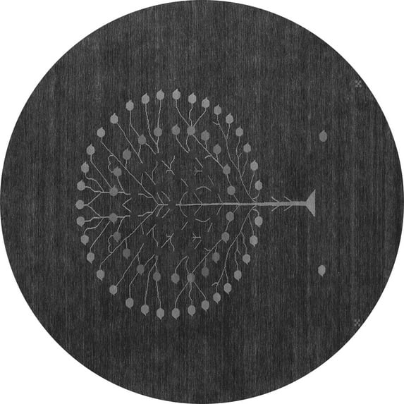 Ahgly Company Indoor Round Abstract Gray Contemporary Area Rugs, 8' Round