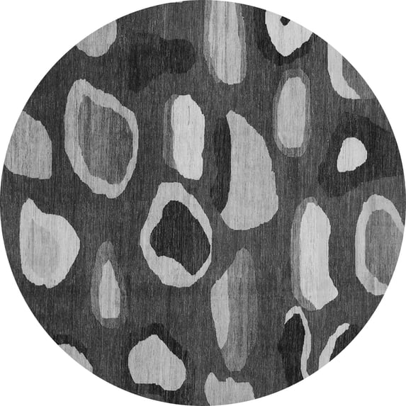 Ahgly Company Indoor Round Abstract Gray Modern Area Rugs, 7' Round