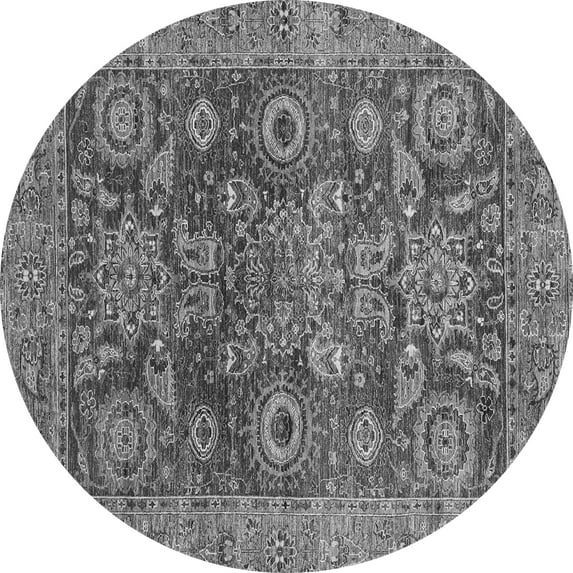 Ahgly Company Indoor Round Abstract Gray Modern Area Rugs, 8' Round