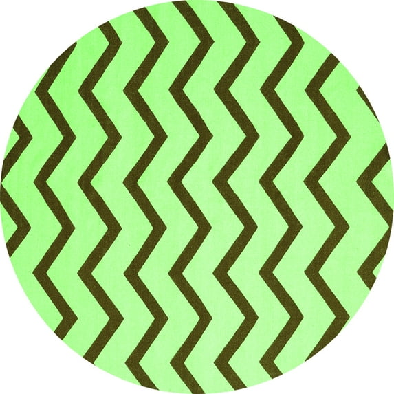 Ahgly Company Indoor Round Abstract Green Contemporary Area Rugs, 8' Round