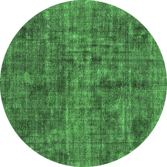Ahgly Company Indoor Round Abstract Green Modern Area Rugs, 3' Round