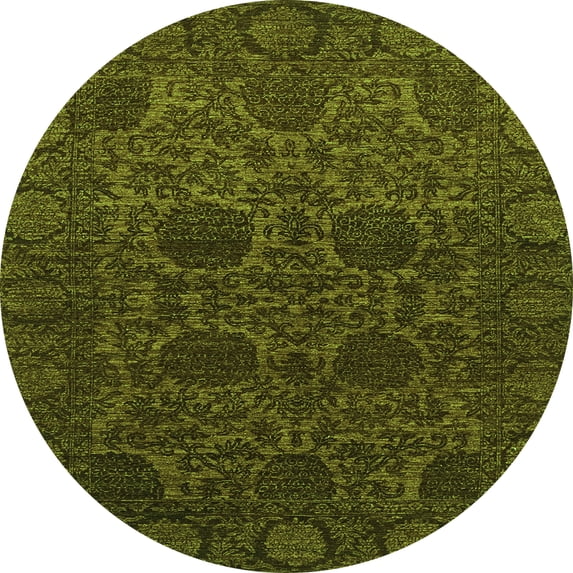 Ahgly Company Indoor Round Abstract Green Modern Area Rugs, 3' Round