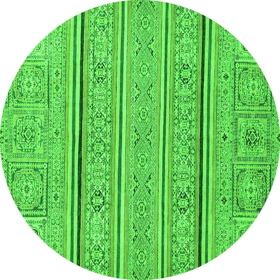 Ahgly Company Indoor Round Abstract Green Modern Area Rugs, 3' Round